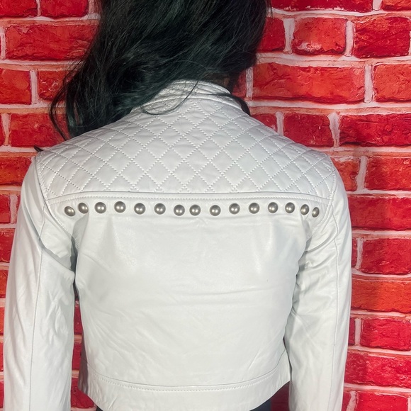 Affliction  LAILA WOMEN'S CROPPED LEATHER JACKET- Size: XS - White - NWT - Picture 3 of 9